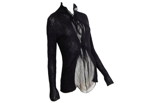 Vintage Jean Paul Gaultier alpaca knit and sheer mesh sweater / Made in Italy