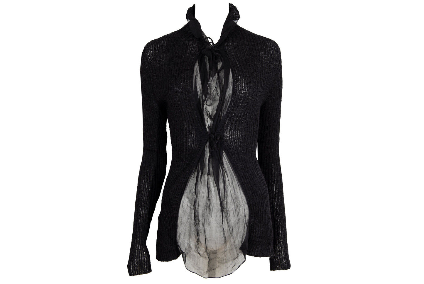 Vintage Jean Paul Gaultier alpaca knit and sheer mesh sweater / Made in Italy