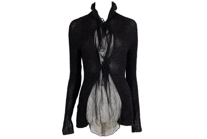 Vintage Jean Paul Gaultier alpaca knit and sheer mesh sweater / Made in Italy