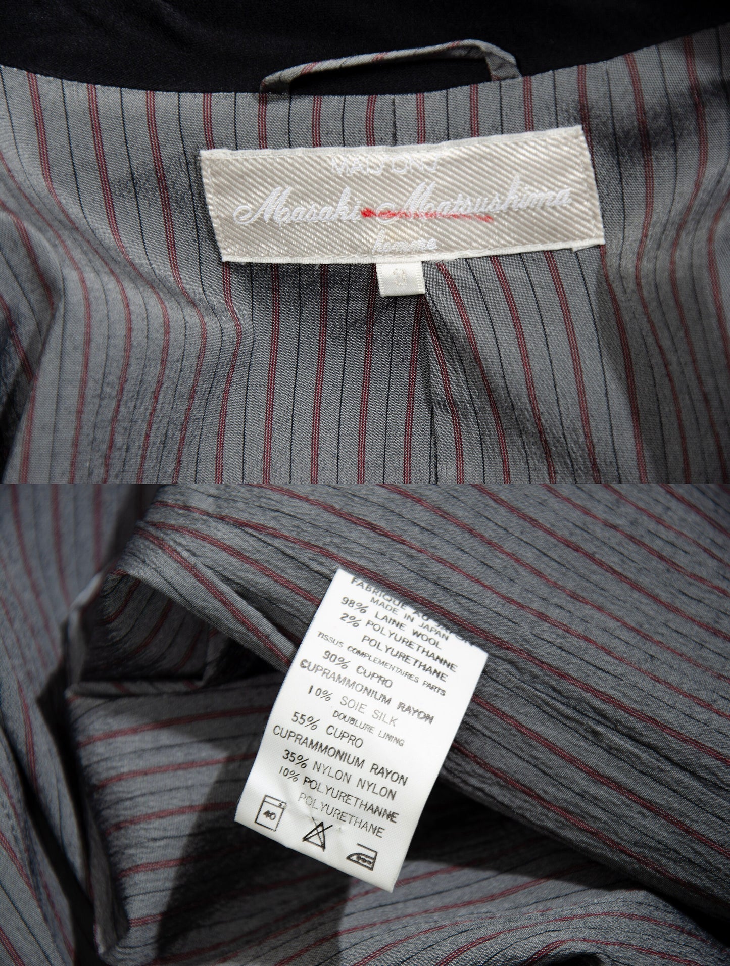 90s Masaki Matsushima rare avant garde wool deconstructed tuxedo coat / Made in Japan