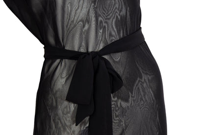 Vintage PierAntonioGaspari sheer mesh black maxi dress with geometric linen patches details / Made in Italy