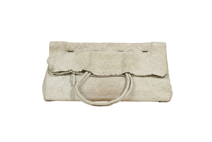 Japanese designer leather "paper" clutch bag / Avant garde folded trompe l'oeil leather lunch bag / Made in Japan