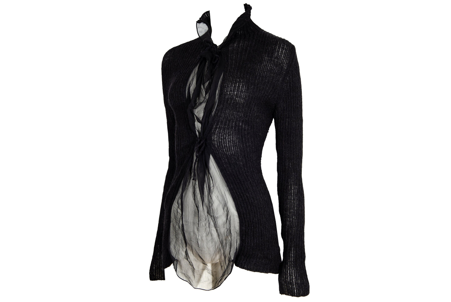Vintage Jean Paul Gaultier alpaca knit and sheer mesh sweater / Made in Italy