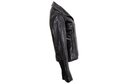 Vintage Marcel Marongiu black lambskin avant garde jacket / Vintage French designer minimalist leather jacket