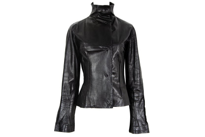 Vintage Marcel Marongiu black lambskin avant garde jacket / Vintage French designer minimalist leather jacket