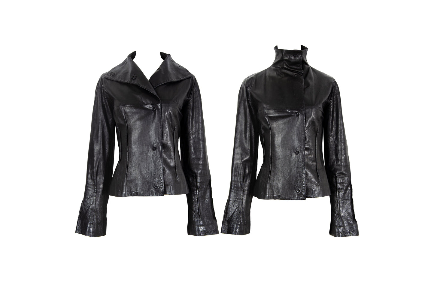 Vintage Marcel Marongiu black lambskin avant garde jacket / Vintage French designer minimalist leather jacket