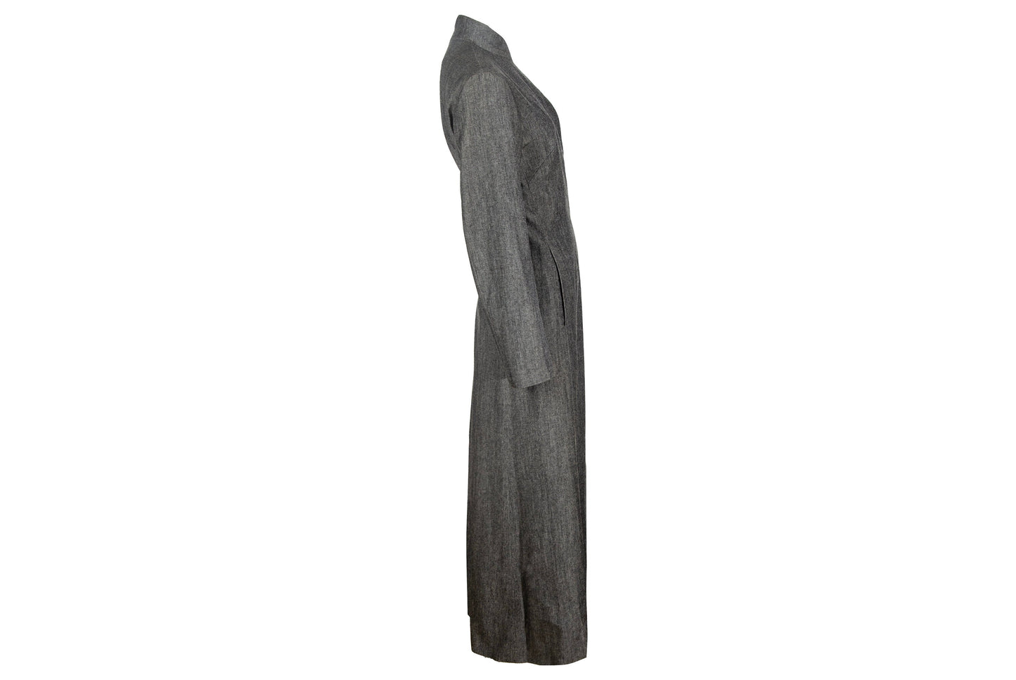 90s Marcel Marongiu grey wool cotton blend long ankle length coat / Made in France