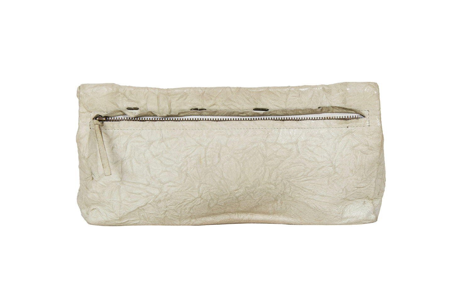 Japanese designer leather "paper" clutch bag / Avant garde folded trompe l'oeil leather lunch bag / Made in Japan