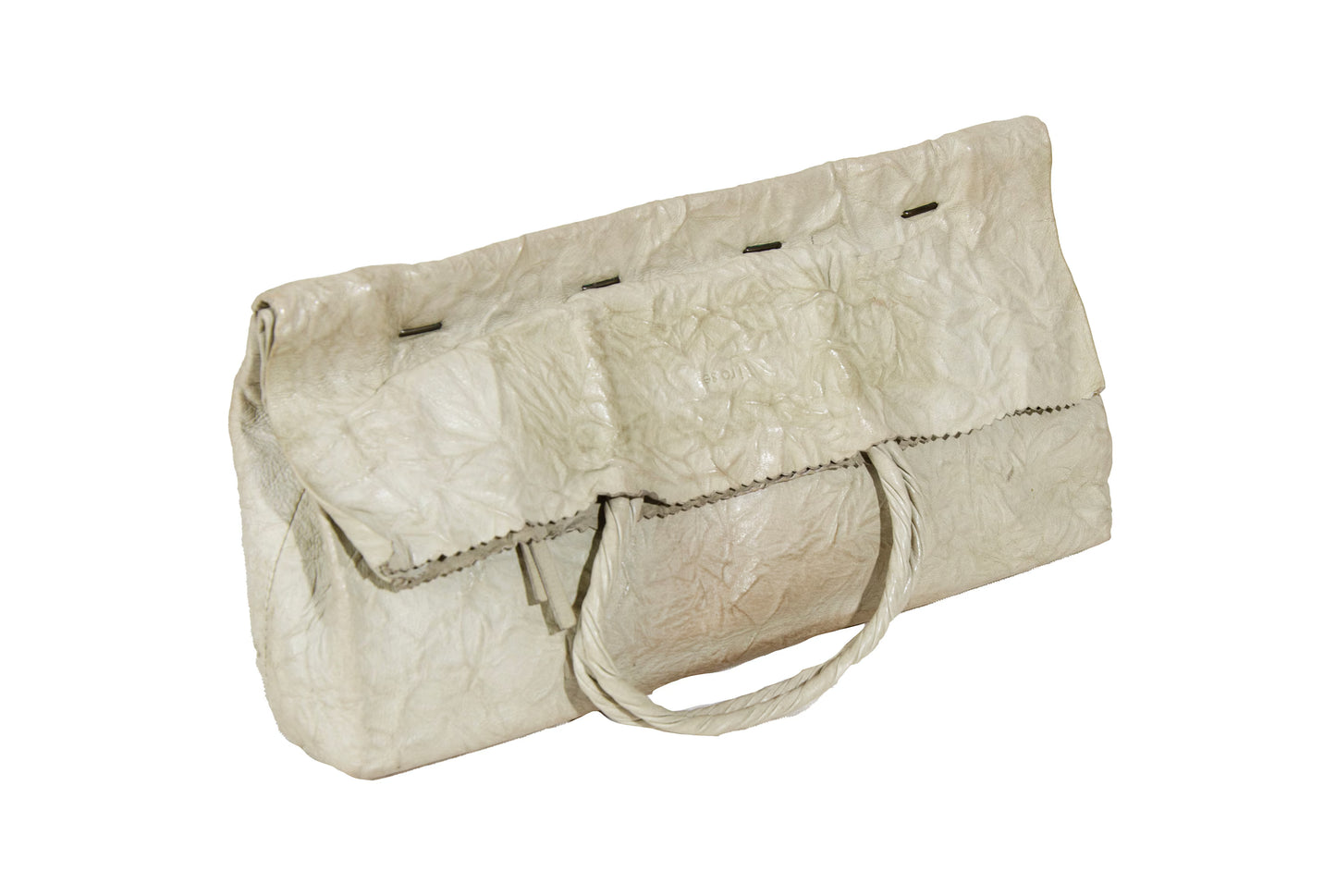 Japanese designer leather "paper" clutch bag / Avant garde folded trompe l'oeil leather lunch bag / Made in Japan