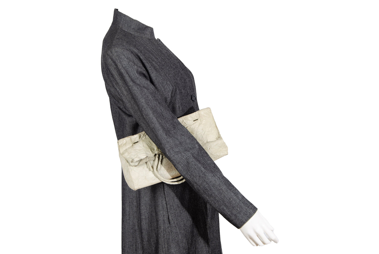 Japanese designer leather "paper" clutch bag / Avant garde folded trompe l'oeil leather lunch bag / Made in Japan