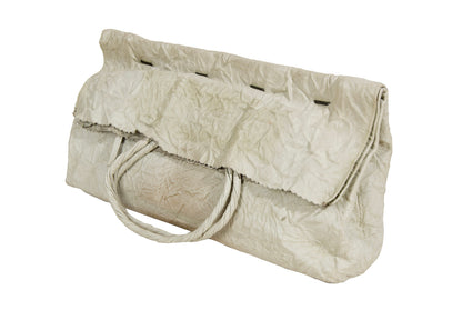 Japanese designer leather "paper" clutch bag / Avant garde folded trompe l'oeil leather lunch bag / Made in Japan