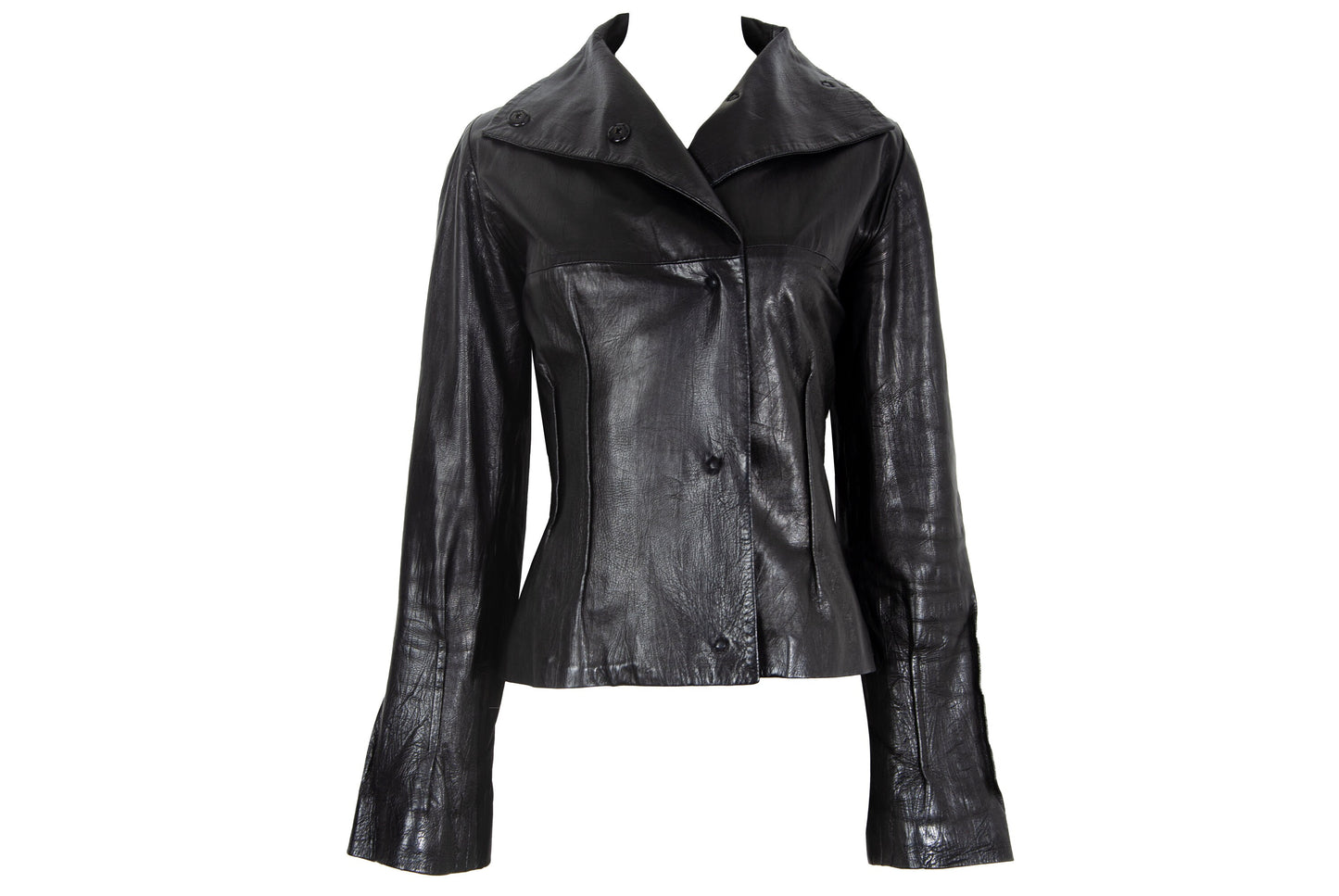 Vintage Marcel Marongiu black lambskin avant garde jacket / Vintage French designer minimalist leather jacket