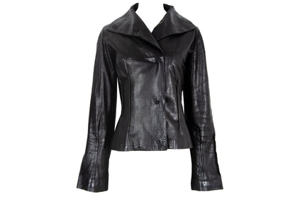Vintage Marcel Marongiu black lambskin avant garde jacket / Vintage French designer minimalist leather jacket