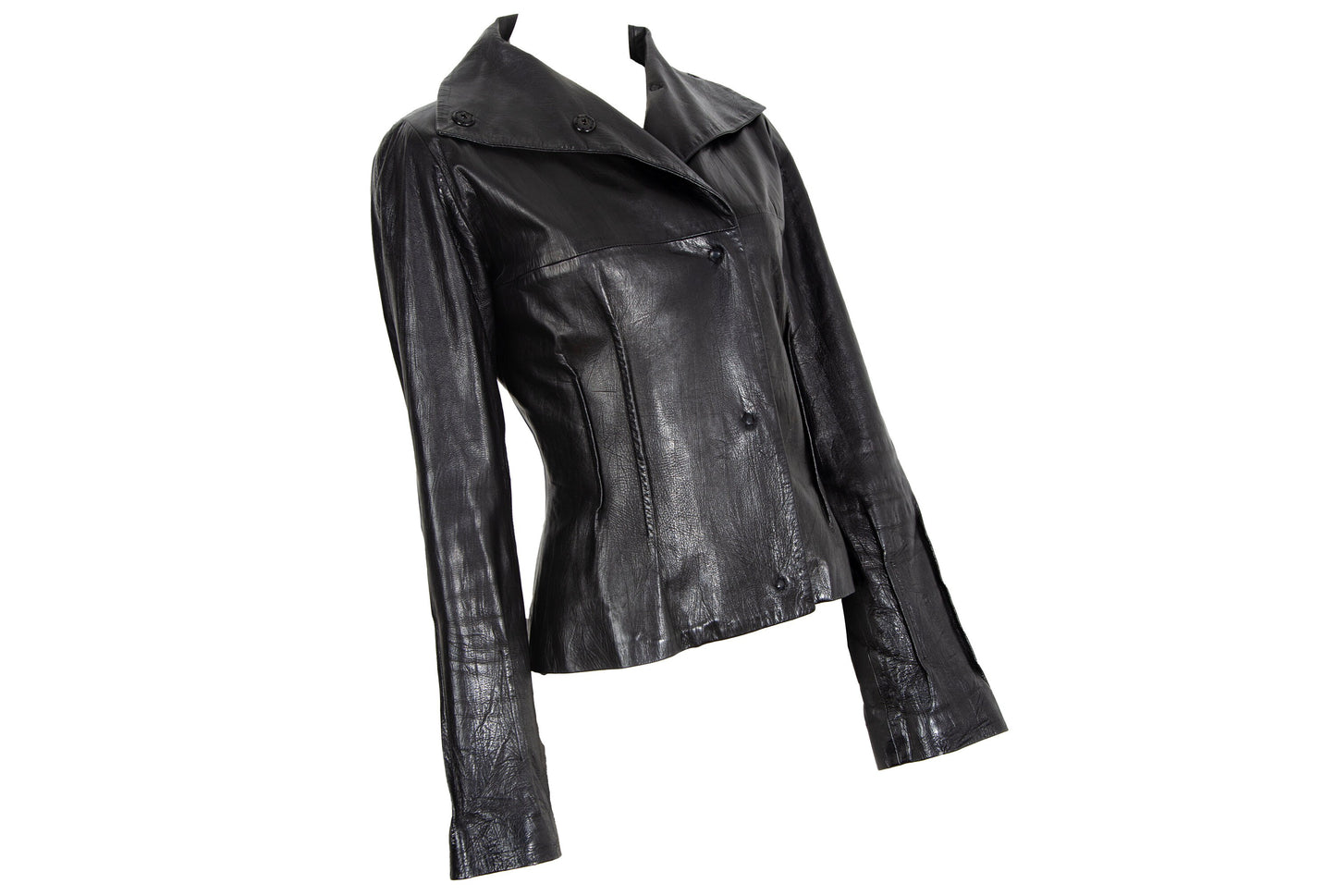 Vintage Marcel Marongiu black lambskin avant garde jacket / Vintage French designer minimalist leather jacket