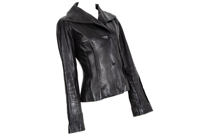 Vintage Marcel Marongiu black lambskin avant garde jacket / Vintage French designer minimalist leather jacket