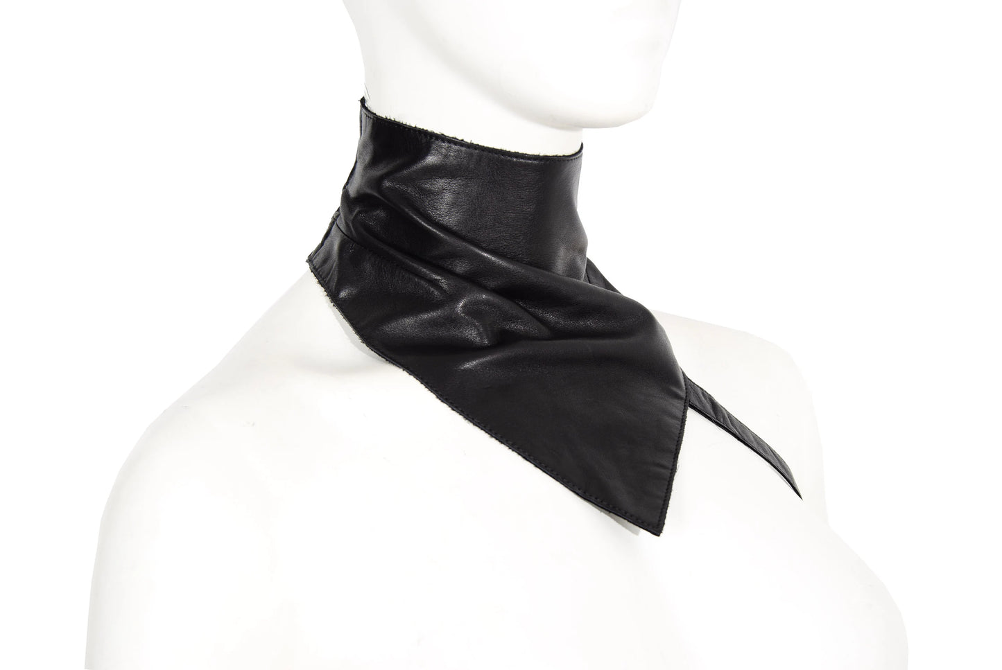 90s Costume National black leather strapped bandana / Made in Italy