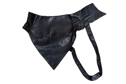 90s Costume National black leather strapped bandana / Made in Italy