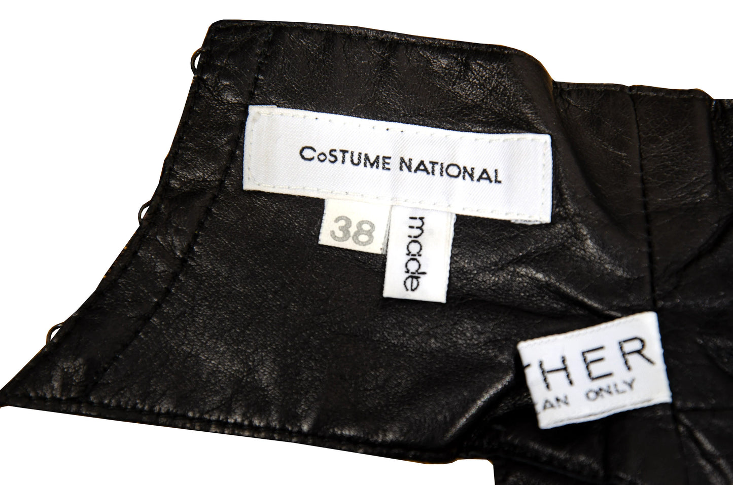 90s Costume National black leather strapped bandana / Made in Italy