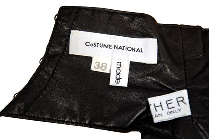 90s Costume National black leather strapped bandana / Made in Italy