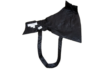 90s Costume National black leather strapped bandana / Made in Italy