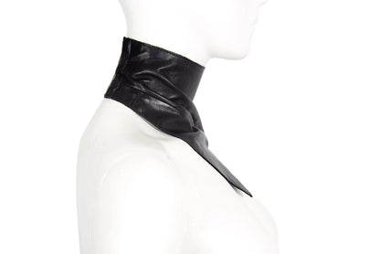 90s Costume National black leather strapped bandana / Made in Italy