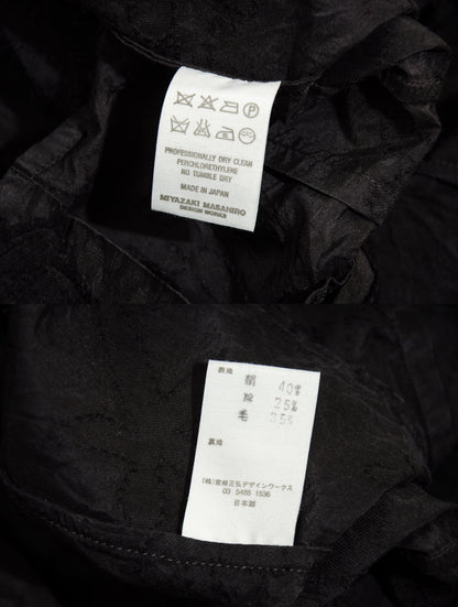 Vintage Masahiro Miyazaki oversized mother of pearl buttons jacquard fitted waist silk blend blouse / Made in Japan