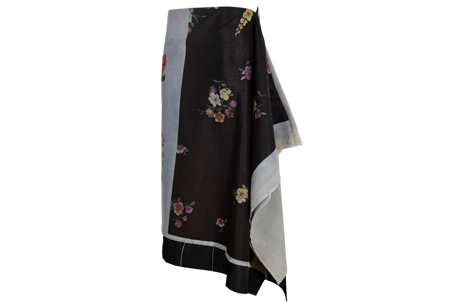 Marc Le Bihan floral print asymmetrical draped skirt / Made in France