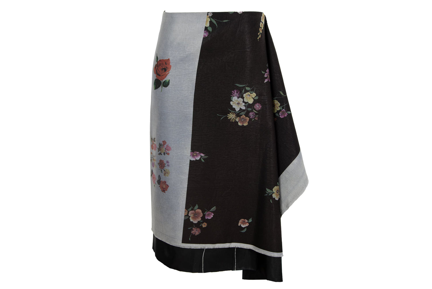 Marc Le Bihan floral print asymmetrical draped skirt / Made in France