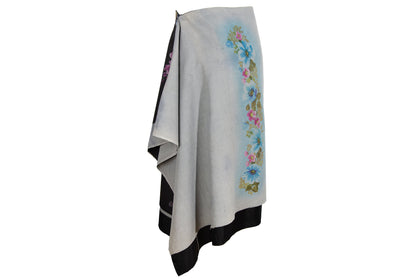 Marc Le Bihan floral print asymmetrical draped skirt / Made in France