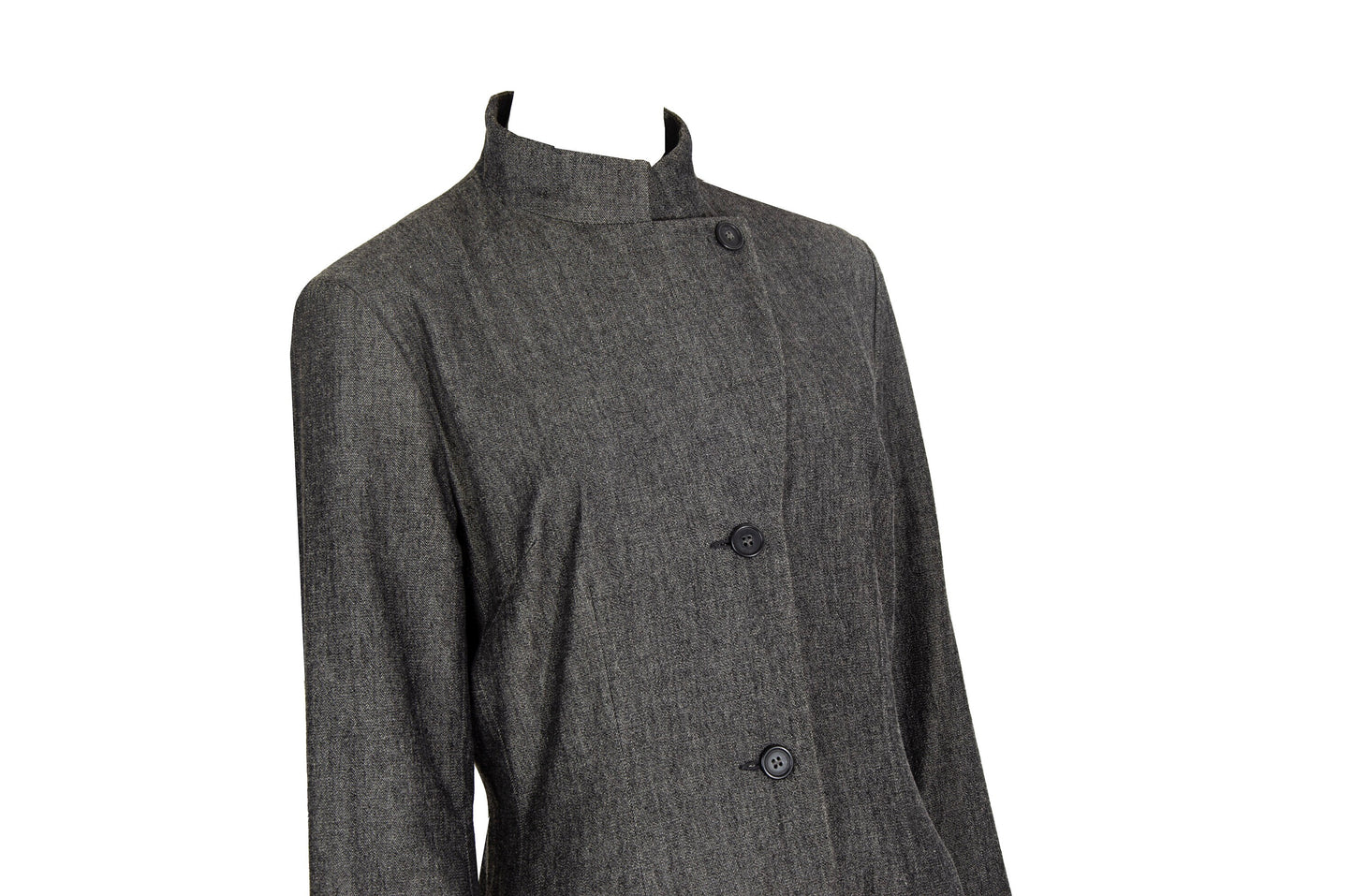 90s Marcel Marongiu grey wool cotton blend long ankle length coat / Made in France