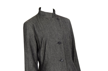 90s Marcel Marongiu grey wool cotton blend long ankle length coat / Made in France