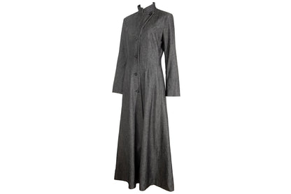 90s Marcel Marongiu grey wool cotton blend long ankle length coat / Made in France