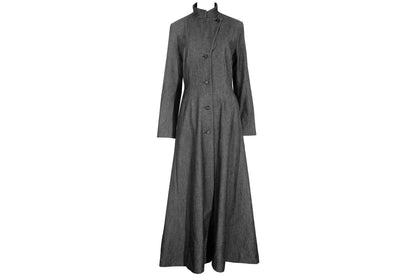 90s Marcel Marongiu grey wool cotton blend long ankle length coat / Made in France