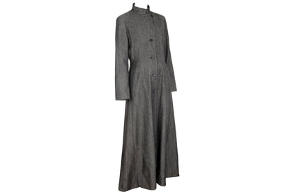 90s Marcel Marongiu grey wool cotton blend long ankle length coat / Made in France