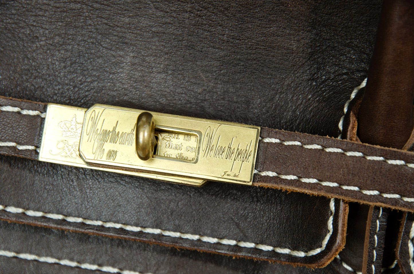 Vintage "Birkin" style Japanese brand faded brown leather "Firkin" bag