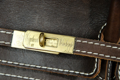 Vintage "Birkin" style Japanese brand faded brown leather "Firkin" bag