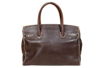Vintage "Birkin" style Japanese brand faded brown leather "Firkin" bag