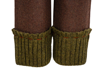 Vintage "I Wish" by Yohji Yamamoto brown wool capri pants with green rib knit cuffs / New old stock / Made in Japan