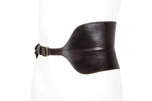 Vintage 90s Dries Van Noten brown leather corset belt / Made in Italy