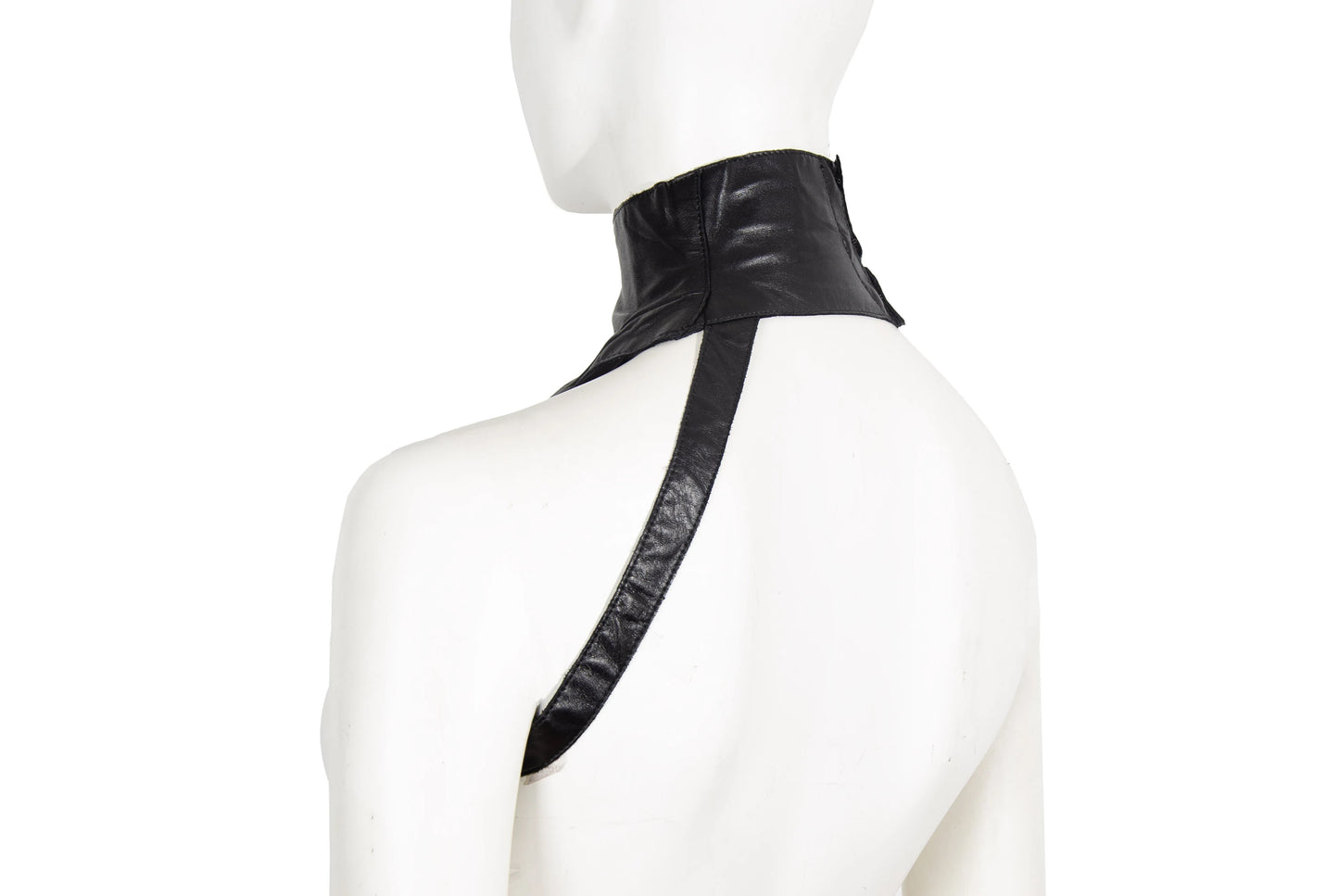 90s Costume National black leather strapped bandana / Made in Italy