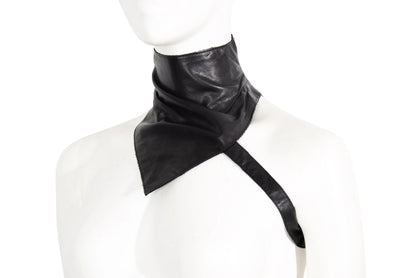 90s Costume National black leather strapped bandana / Made in Italy
