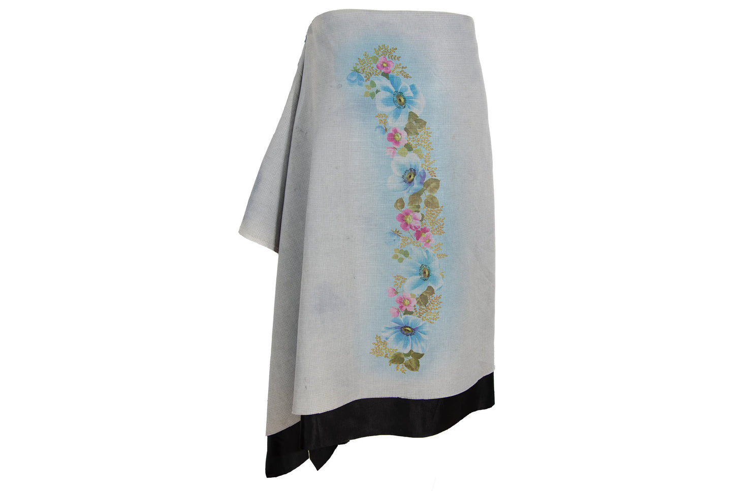 Marc Le Bihan floral print asymmetrical draped skirt / Made in France
