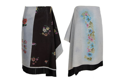 Marc Le Bihan floral print asymmetrical draped skirt / Made in France