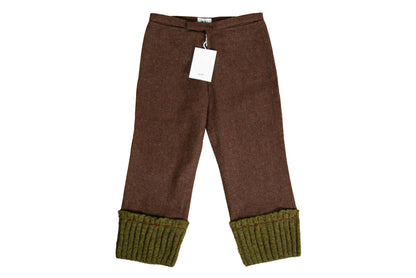 Vintage "I Wish" by Yohji Yamamoto brown wool capri pants with green rib knit cuffs / New old stock / Made in Japan
