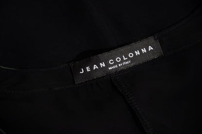 Vintage Jean Colonna sheer black mesh leather patchwork hem dress