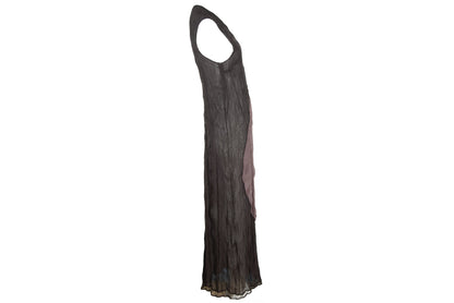 Vintage PierAntonioGaspari sleeveless sheer maxi dress / Avant garde crinkled geometrical pattern maxi dress / Made in Italy