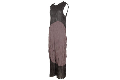 Vintage PierAntonioGaspari sleeveless sheer maxi dress / Avant garde crinkled geometrical pattern maxi dress / Made in Italy