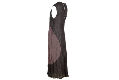 Vintage PierAntonioGaspari sleeveless sheer maxi dress / Avant garde crinkled geometrical pattern maxi dress / Made in Italy