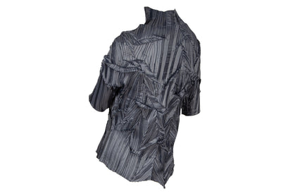 90s Ritsuko Shirahama abstract pleats top / Vintage Japanese designer permanent pleats grey top / Made in Japan