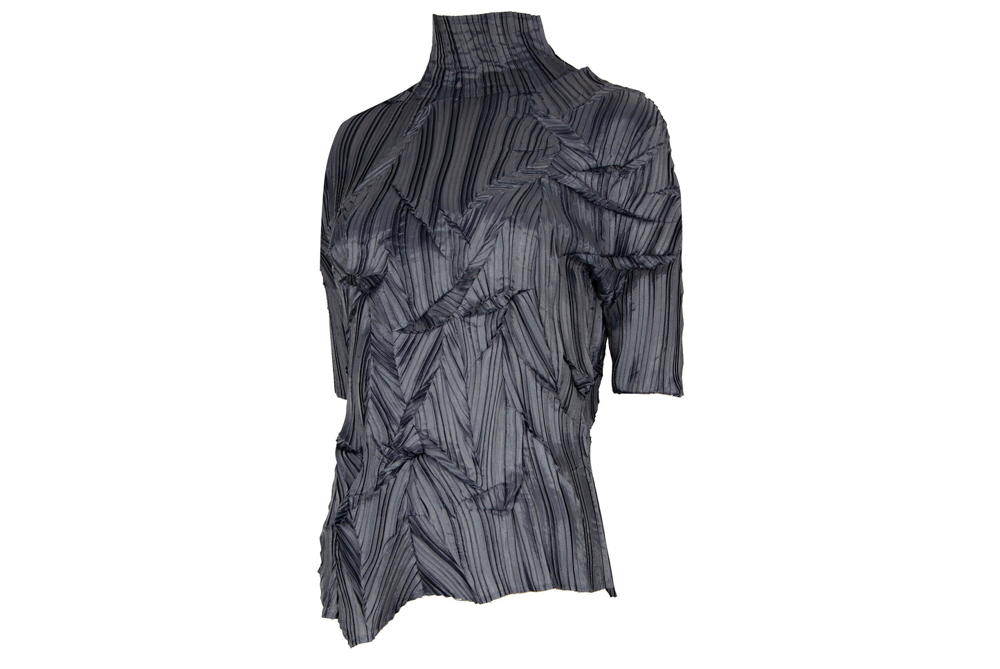 90s Ritsuko Shirahama abstract pleats top / Vintage Japanese designer permanent pleats grey top / Made in Japan